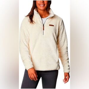 Columbia Fireside 1/4 Zip Sherpa Fleece Pullover Off White Chalk Color